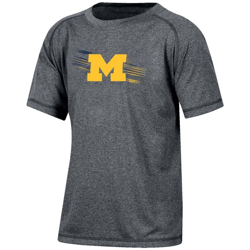 NCAA Michigan Wolverines Boys&#39; Gray Poly T-Shirt, 1 of 4