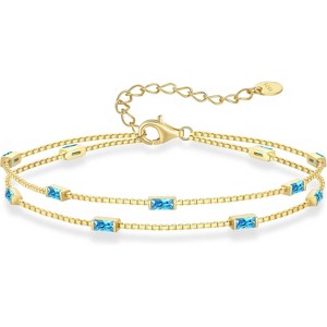 Dainty Sterling Silver Birthstone Bracelet, Simple Charm Link Jewelry, Birthday Anniversary Christmas Gift for Women - 1 of 4