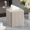 LunaLulinlk PU Leather Tissue Box Cover Square Tissue Box Holder with Magnetic Closure Beige - 2 of 4