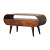 35" Solid Mango Wood California Circular TV Stand with 2 Drawers, Open Slot, and Nordic Legs for Living Room and Bedroom - 2 of 4