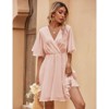Coolmee Women's Summer Floral Sundress Short Sleeve Wrap V Neck A-Line Midi Dress - 2 of 4