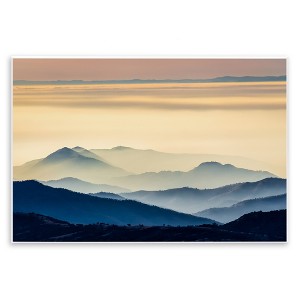 Stupell Industries Layered Foggy Sunrise Mountain Peaks Radiant Glow Wall Plaque Art, 15" x 10" - 1 of 4
