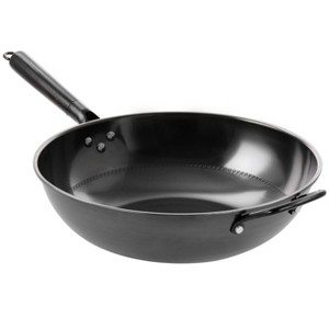 Gibson Home Debossed 13 Inch Heavy Gauge Carbon Steel Wok in Black - 1 of 4