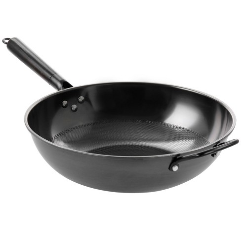 Hammond Flat Bottom Carbon Steel Wok, 14-Inch, Black