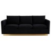 LeisureMod Nervo Mid-Century Modern Sofa Upholstered in Velvet with Gold Frame - 3 of 4