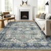 Washable Living Room Rug Vintage Rug Traditional Floral Distressed Accent Carpet Low Pile Non-Slip Floor Mat - 2 of 4