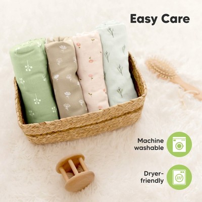 LumiSoft Muslin Swaddle Blankets, 4-Pack, Multicolor, Bamboo Viscose
