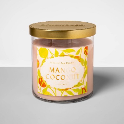 2-Wick Clear Glass Mango Coconut Lidded Jar Candle 15.1oz - Opalhouse™