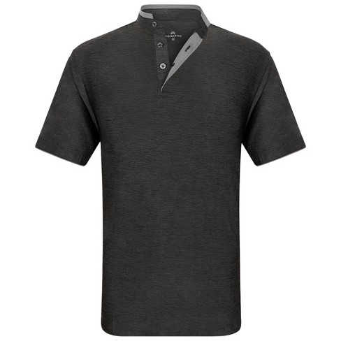 Men's Short Sleeve Henley Polo Shirt with Contrast-Trim - image 1 of 4