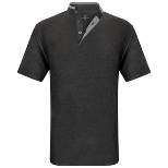 Men's Short Sleeve Henley Polo Shirt with Contrast-Trim