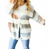 Women's Button Down Stripe Soft Fuzzy Sweater Cardigan - Haptics - 3 of 4