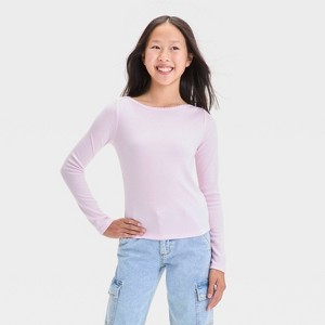 Girls' Long Sleeve Boat Neck T-Shirt - art class™ - 1 of 3
