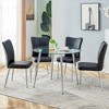 5-Piece Dining Set with Tempered Glass Table and 4 PU Armless Chairs - 4 of 4