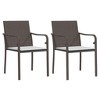 vidaXL 3 Piece Patio Dining Set with Cushions - Brown Poly Rattan and Steel Outdoor Furniture for Garden and Patio - 4 of 4