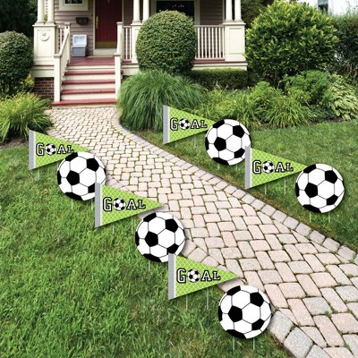 Big Dot of Happiness Goaaal - Soccer Lawn Decorations - Outdoor Baby Shower or Birthday Party Yard Decorations - 10 Piece