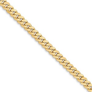 Black Bow Jewelry 3.9mm, 14k Yellow Gold Solid Beveled Curb Chain Necklace - 1 of 4