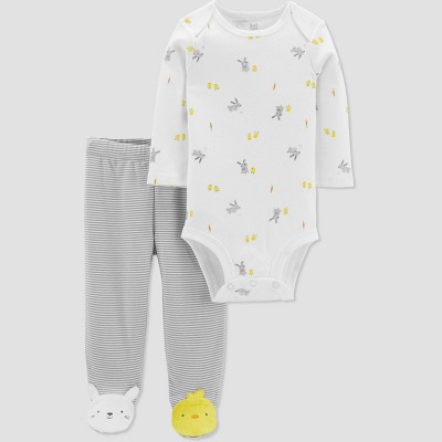 Image of Baby Girls' 2pc Bunny Chick Print Top and Bottom Set - Just One You® made by carter's Gray/White 3M