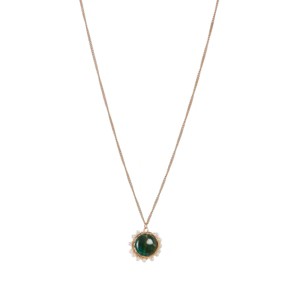 Slickblue 20" Gold Chain Necklace with Polished Nephrite Jade Stone, Multi-Pearl Decor, Lobster Claw Closure, Gold - 1 of 3