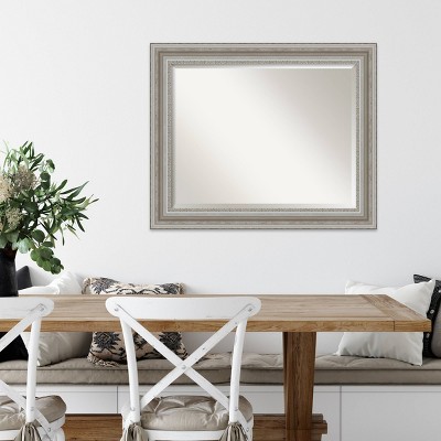 Parlor Silver Brushed 34x28 Bathroom Vanity Wall Mirror