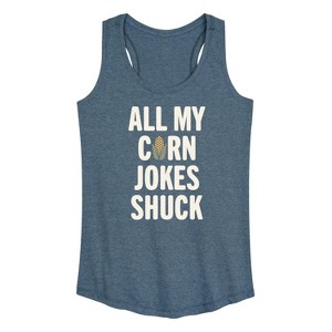 Women's - Instant Message - Valentine's Day All My Corn Jokes Shuck Graphic Racerback Tank - 1 of 4