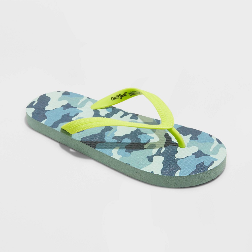 Kids' Sam Camo Print Slip-On Flip Flops - Cat & Jack™ Sage Green (Multiple Sizes See Pics)