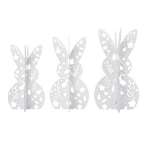 Transpac MDF Die Cut White Bunnies Set of 3 KD Home Decorations Easter - 1 of 1