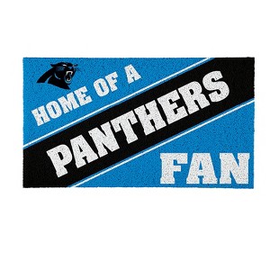 Evergreen Home of a Fan Carolina Panthers 28" x 16" Woven PVC Indoor Outdoor Doormat, Home of a Fan - 1 of 4