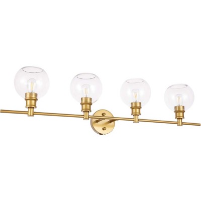 Elegant Collier 4-Light Brass and Clear Glass Dimmable Wall Sconce