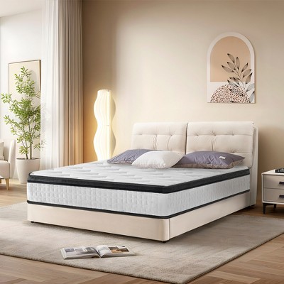 GDFStudio Mary 12" White Memory Foam Individual Pocket Spring Hybrid Mattress
