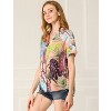 Allegra K Women's Hawaiian Floral Leaves Printed Short Sleeve Button Down Vintage Shirt - 4 of 4