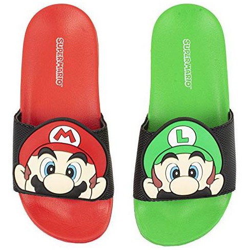 Super Mario Nintendo Sandals Mario And Luigi Mismatch Slide Sandal kids Sizes 1 2 Target