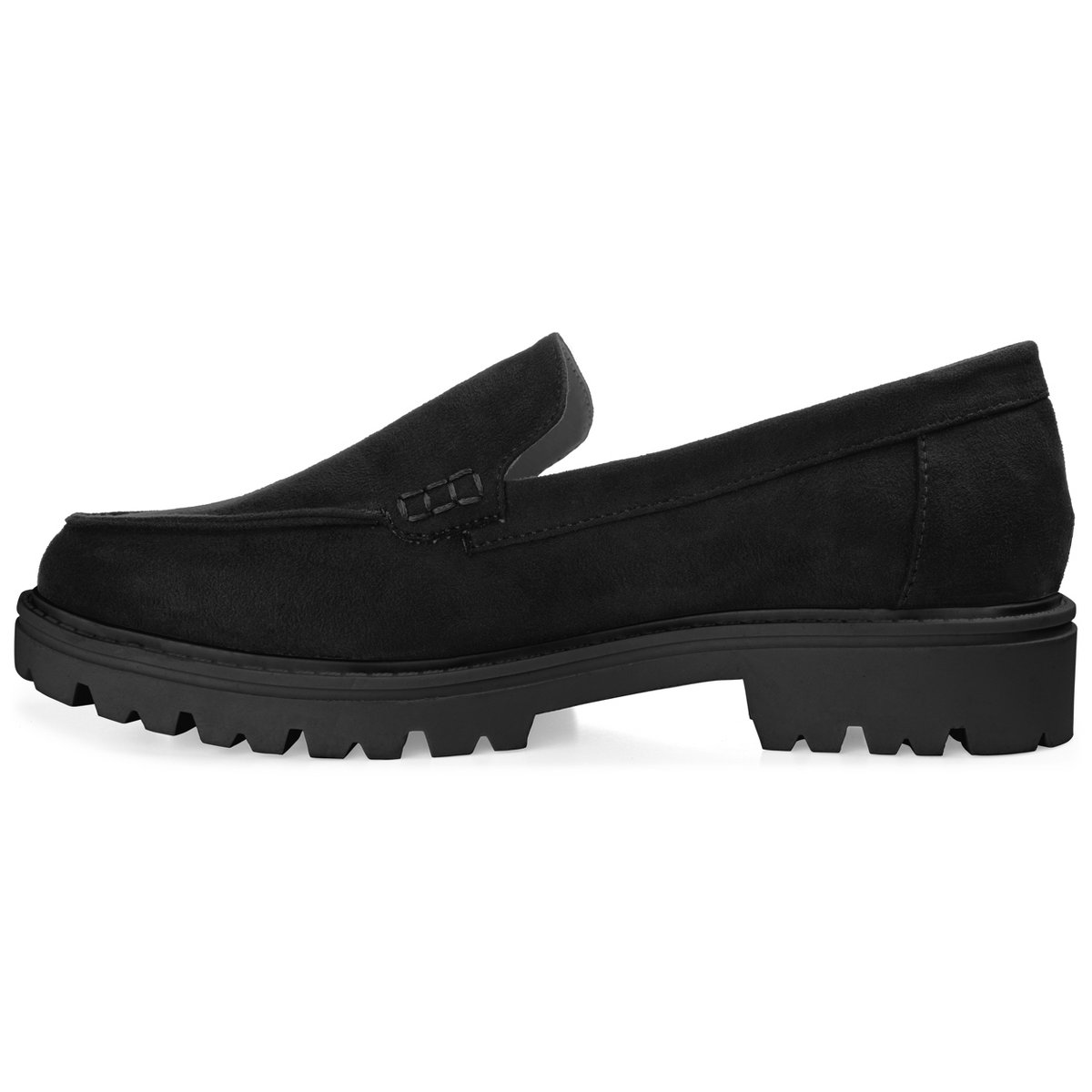 Женские туфли Journee Collection Women's Erika Medium and Wide Width Loafer Almond Toe Slip On Flats Black 7 — фото 2