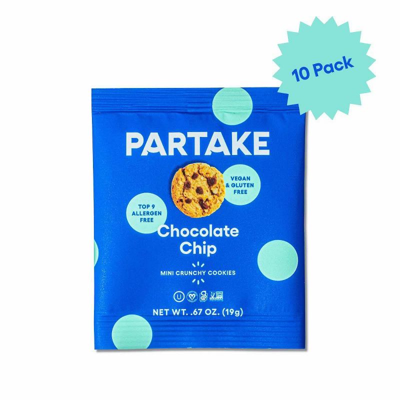 Partake Crunchy Mini Chocolate Chip Cookie Snack Packs - 6.7oz/10ct, 3 of 11