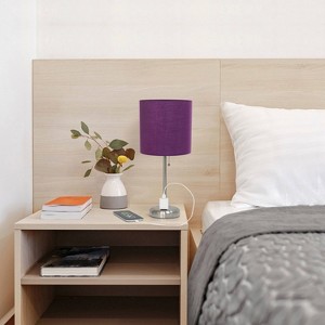 Creekwood Home Contemporary Bedside Table Lamp with Power Outlet - 1 of 4