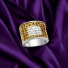 Slickblue Women’s Wide Band Ring in Golden Rhodium, use Topaz Crystal Accents, Bold Statement Style, Sizes 5 to 9 - 3 of 4