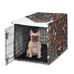 Sweet Jojo Designs Girl Dog Crate Kennel Cover 30in. Boho Floral Wildflower Black and Orange - 1 of 4