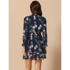 INSPIRE CHIC Women's Floral Long Sleeve Mock Neck Ruffle Layered Smocked Mini Dress - 4 of 4