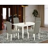 HomeStock 5-Pc Linen White Finish Solid Wood Top - Rectangular Upholstered Dining Room Set with Butterfly Leaf - Seats 4 - 2 of 4