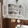 24.8"W Glass Door Vintage Double Door Wall Cabinet with 3 Tiers of Storage with Towel Rack for Bathroom, Kitchen and Dining Room - ModernLuxe - 3 of 4