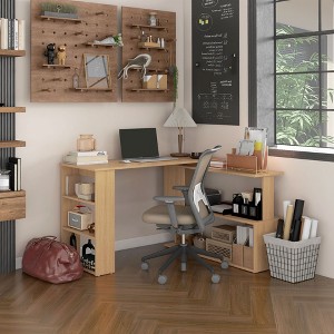 PAGED L Shaped Computer Desk Modern Rotating Office Desk with Storage Shelves for Office and Study - 1 of 4