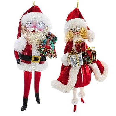 Italian Ornaments 7.0 Inch Ringing In The Holidays Mr. Mrs. Santa Christmas Tree Ornament Sets