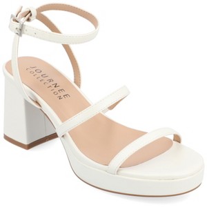 Journee Collection Womens Samilee Metallic Vegan Leather Platform Sandals - 1 of 4