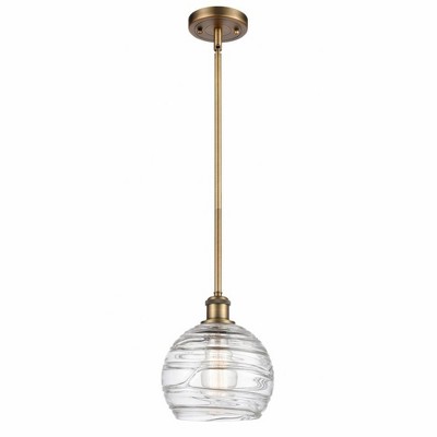 Athens Deco Swirl - 1 Light Stem Hung Mini Pendant In Industrial Style-10 Inches Tall and 8 Inches Wide