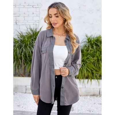 Womens Long Sleeve Jackets Button Down Jackets for Women With Pockets