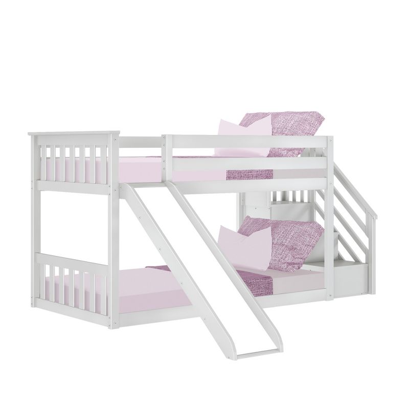 Max & Lily Twin Low Bunk Bed w/ Staircase and Slide, 3 of 9