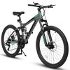 Okak 24 Inch Carbon Steel Mountain Bike with Full Suspension, Mens Bike with 21 Speed Shifter Lever and Disc Brakes, Bicycle for Kids&Adults - 2 of 4