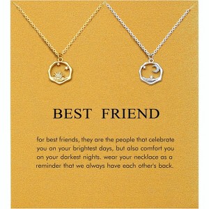 Inspirational Butterfly Compass Necklace Graduation Christmas Gift for Her Sun Moon -2pcs - 1 of 4