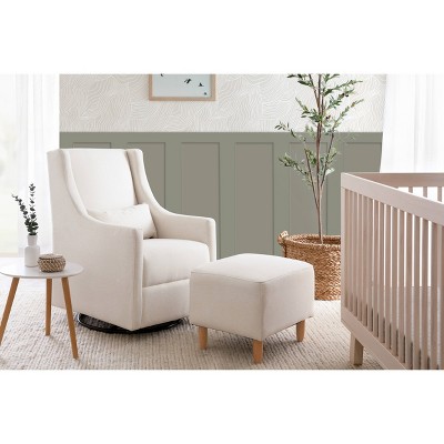Toco Performance Cream Eco-Weave Swivel Glider with Ottoman