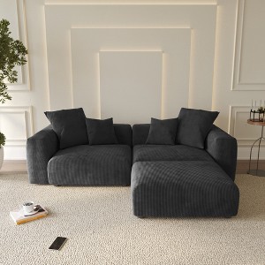 WJShome Modular Sectional Sofa Couch,Corduroy 102" LoveSofa,L Shape Sofa,Convertible Couches with 4 Pillows,Cushion Covers Removable - 1 of 4