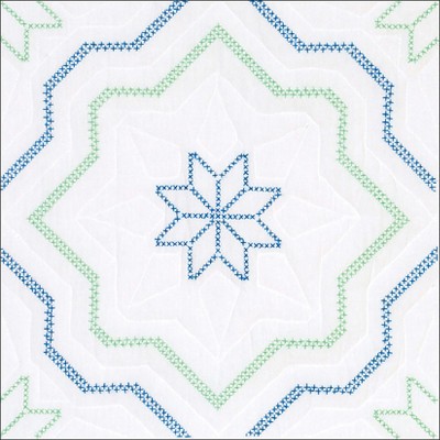 Jack Dempsey Stamped White Quilt Blocks 18"X18" 6/Pkg-XX Interlocking Star